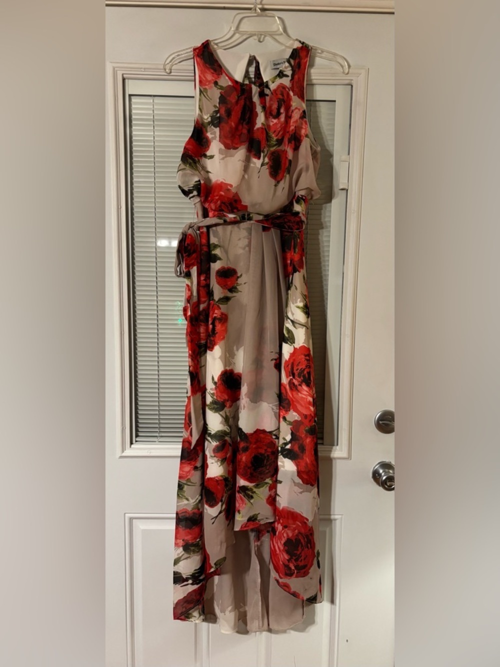 Shelby & Palmer Red Floral Maxi Dress with Tie Waist